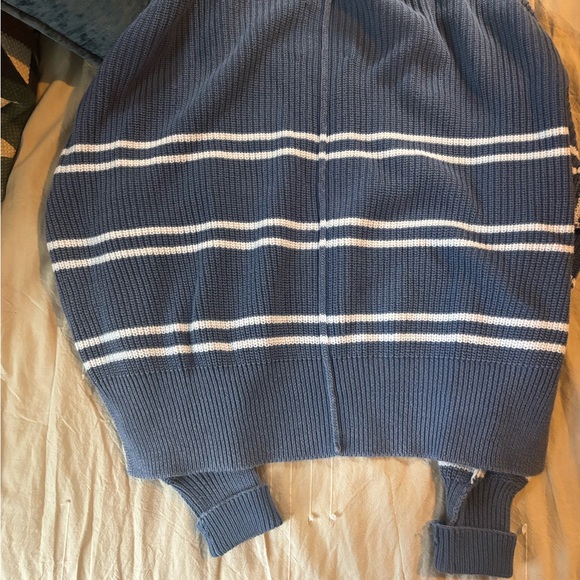 Aerie Blue Striped Women's Beyond Cropped Sweater - Picture 5 of 6